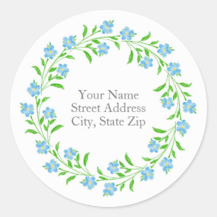 Sticker Rond Oubliez-moi non aquarelle Floral Wreath