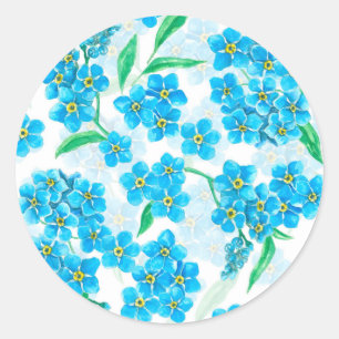 Sticker Rond Oubliez-moi pas les fleurs d'aquarelle
