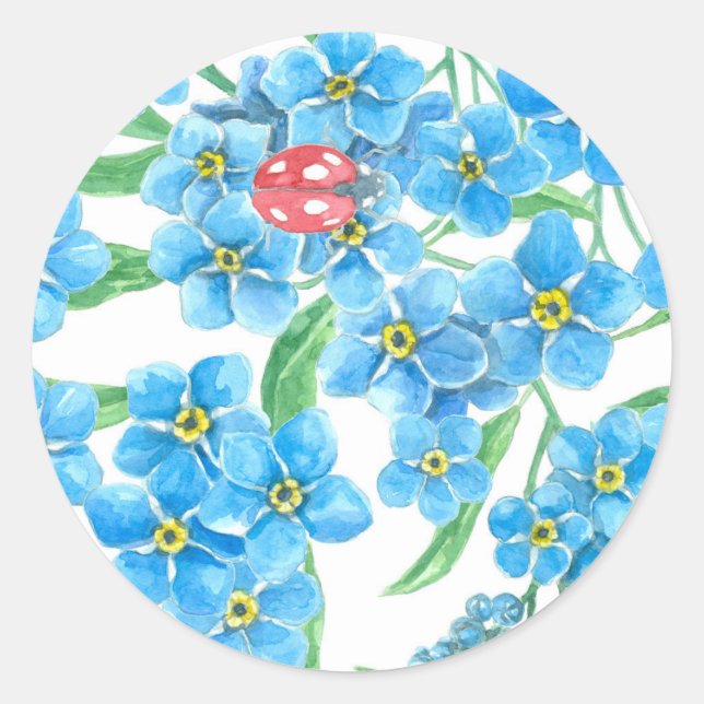 Sticker Rond Oubliez-moi un motif floral sans couture (Devant)