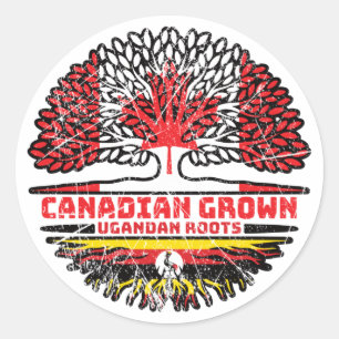Sticker Rond Ouganda Ouganda Canada drapeau des racines d'arbre