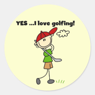 Sticker Rond OUI J'adore les T-shirts de Golf et Cadeaux
