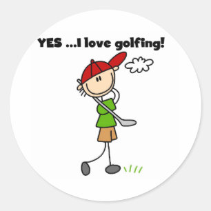 Sticker Rond OUI J'adore les T-shirts et Cadeaux de Golf