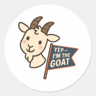 Sticker Rond Oui, je suis le GOAT Design de tête de chèvre mign