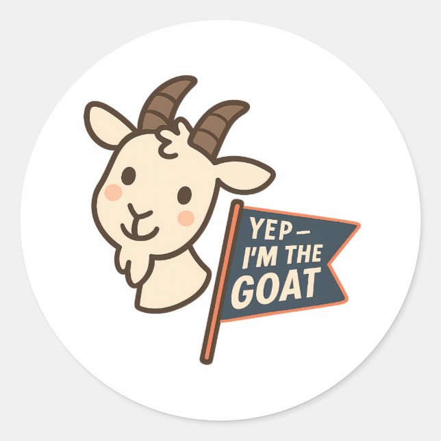 Sticker Rond Oui, je suis le GOAT Design de tête de chèvre mign (Devant)