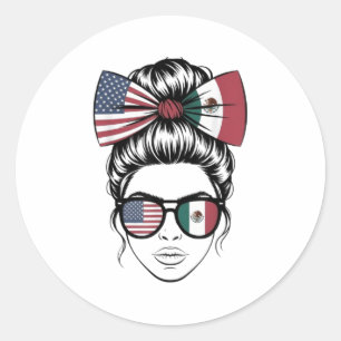 Sticker Rond Oui Je Suis Tous Les Deux Fier Mexicain Américain