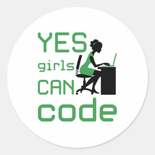 Sticker Rond Oui Les Filles Peuvent Coder Une Programmatrice Fe (Devant)