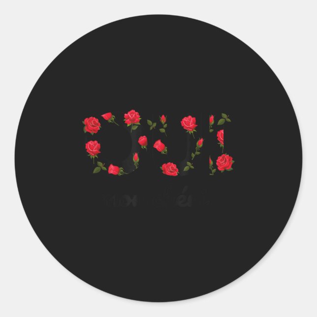 Sticker Rond Oui Mon Cheri Cool French Expression Quotes Graphi (Devant)