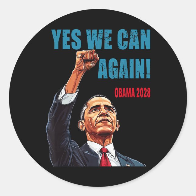 Sticker Rond Oui, nous pouvons à nouveau Obama Président 2028 (Devant)