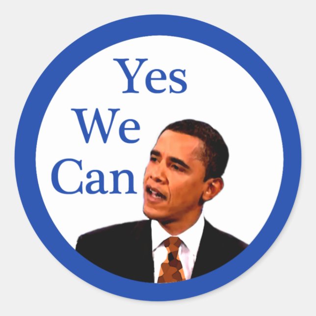 Sticker Rond Oui, nous pouvons Barack Obama 2008 (Devant)