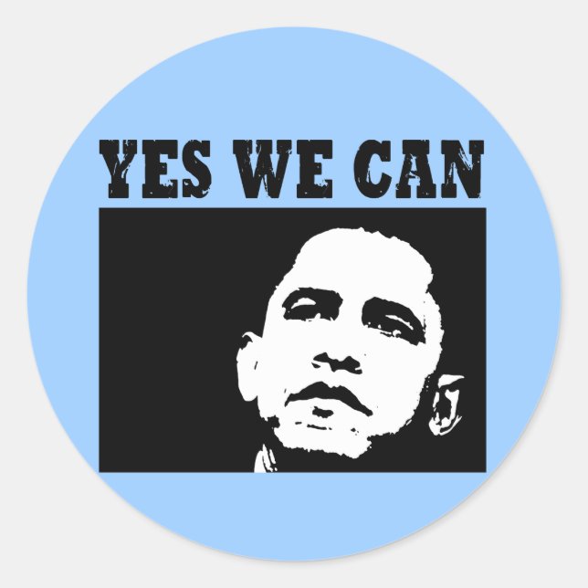 Sticker Rond Oui nous pouvons Obama Sticer 2008 (Devant)