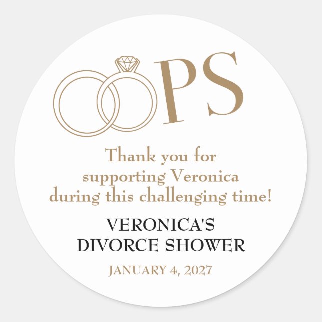 Sticker Rond OUPS ! Divorce Douche (Devant)