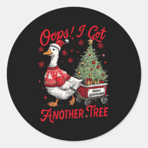 Sticker Rond Oups j'ai eu un autre arbre drôle de Noël Silly Go
