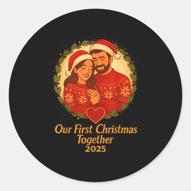 Sticker Rond Our First Christmas Together 2025 Matching Couple  (Devant)