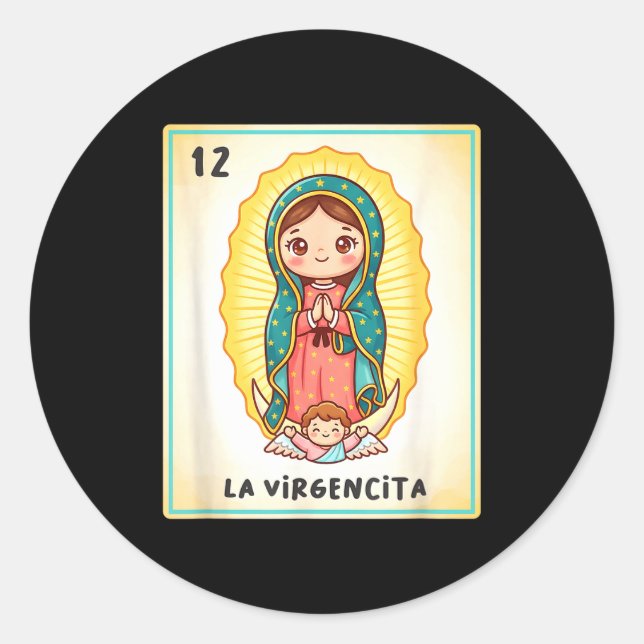 Sticker Rond Our Lady Of Guadalupe La Virgencita Mexico For Kid (Devant)