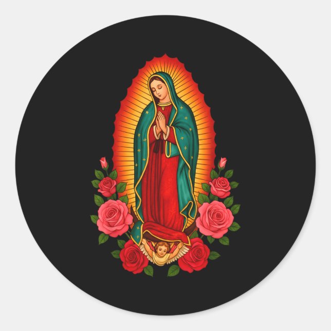 Sticker Rond Our Lady Virgen De Guadalupe Saint Virgin Mary - C (Devant)