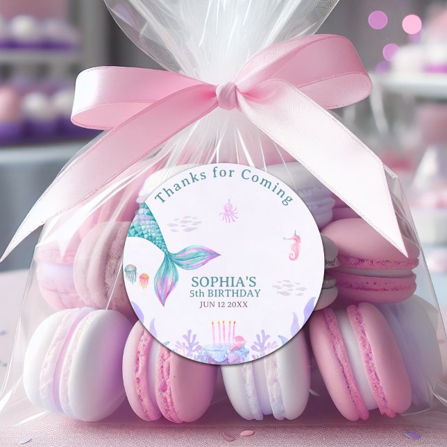 Sticker Rond Our Little Mermaid  Funny Birthday Party  (Créateur téléchargé)