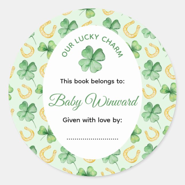 Sticker Rond Our Lucky Charm St Patrick's Baby Shower (Devant)
