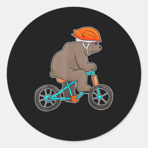 Sticker Rond ours à vélo sur ours à vélo