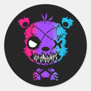 Sticker Rond Ours Androgynes Gothique Drapeau Coloré