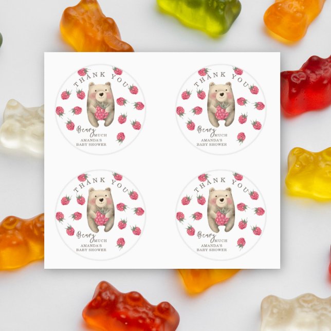 Sticker Rond Ours aquarelle - merci beaucoup (Créateur téléchargé)