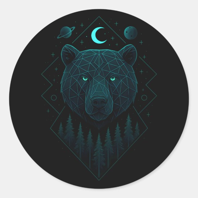 Sticker Rond Ours Astral - Puissance Cosmique (Devant)