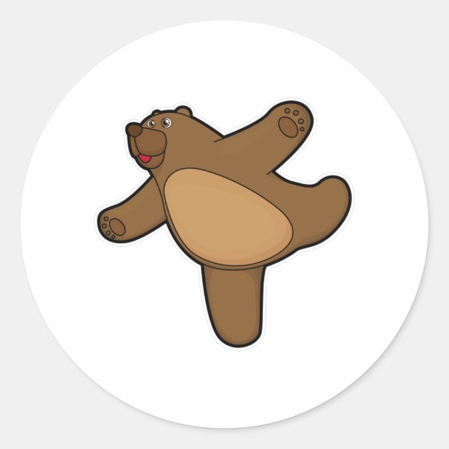 Sticker Rond Ours au Yoga Exercice d'étirement (Devant)