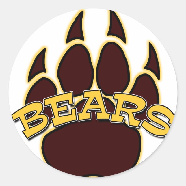 Sticker Rond OURS Bear Paw - Or & Brown (Devant)
