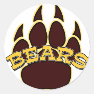 Sticker Rond OURS Bear Paw - Or & Brown