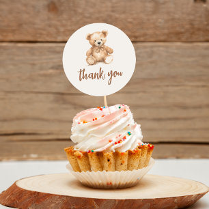 Sticker Rond Ours blanc mignon