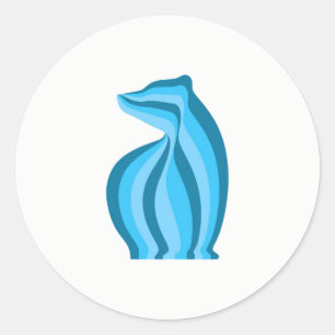 Sticker Rond Ours bleu