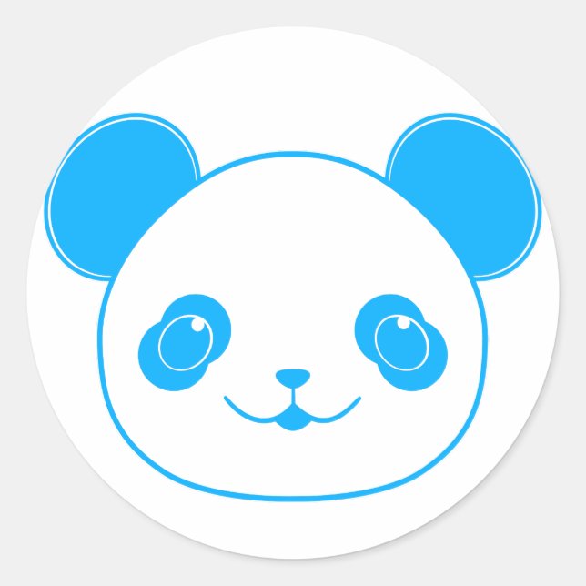 Sticker Rond Ours bleu Kawaii Panda (Devant)