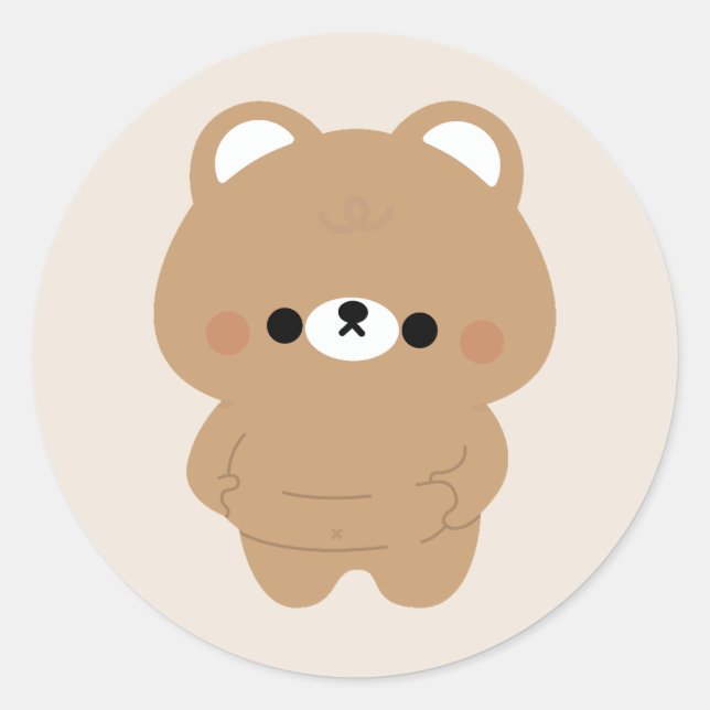 Sticker Rond Ours Brown Chonky (Devant)
