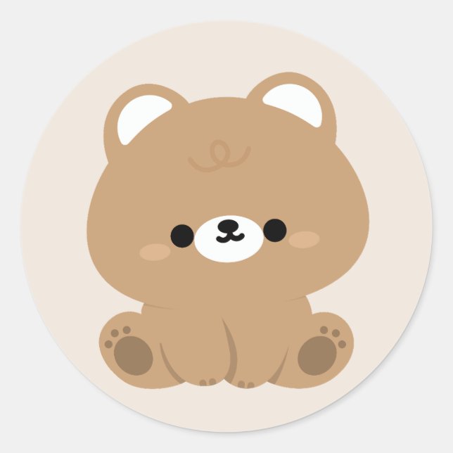Sticker Rond Ours Brown mignon (Devant)