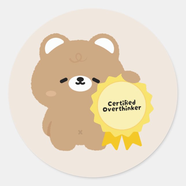 Sticker Rond Ours brun surpenseur certifié  (Devant)
