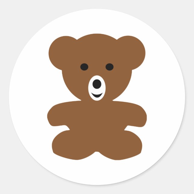 Sticker Rond ours brun teddy - mignon (Devant)