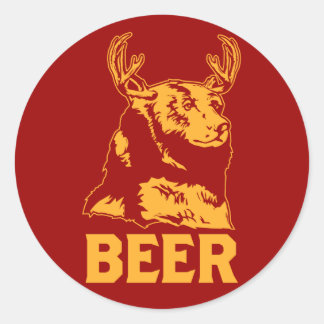 Sticker Rond Ours + Cerf = Bière