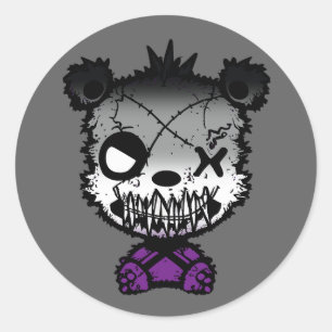 Sticker Rond Ours coloré drapeau de fierté asexué gothique