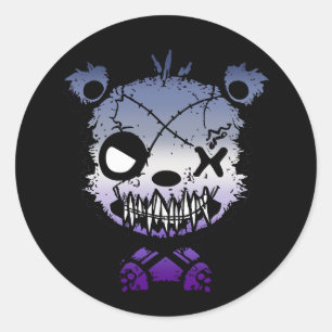 Sticker Rond Ours coloré drapeau de fierté lesbienne goth butch