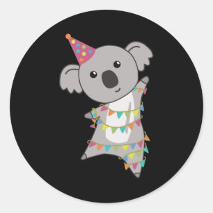 Sticker Rond Ours d'anniversaire Koala Ours Garland