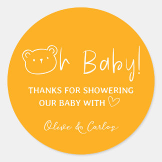 Sticker Rond Ours de bébé et Baby shower de Merci du coeur