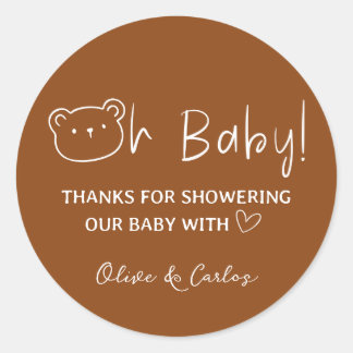 Sticker Rond Ours de bébé et Baby shower de Merci du coeur