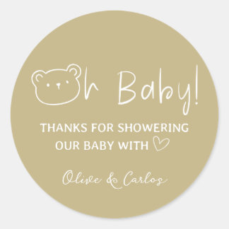 Sticker Rond Ours de bébé et Baby shower de Merci du coeur