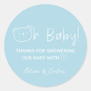 Sticker Rond Ours de bébé et Baby shower de Merci du coeur
