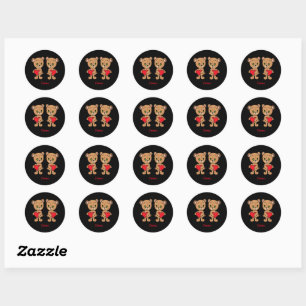 Sticker Rond Ours de bébé mignon avec coeur classique rond auto