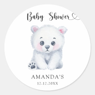 Sticker Rond Ours de bébé polaire - Baby shower