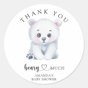 Sticker Rond Ours de bébé polaire - merci bérez beaucoup