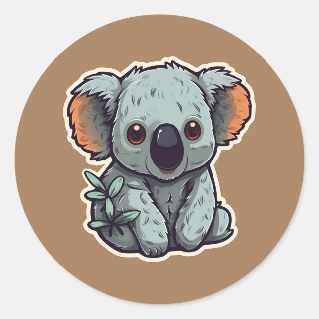 STICKER ROND OURS DE CARTOON KOALA (Devant)