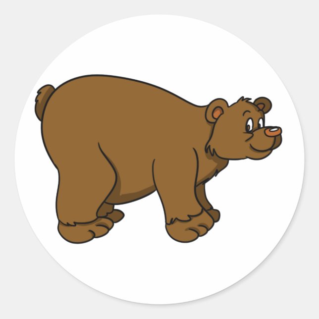 Sticker Rond Ours de dessin Brown (Devant)
