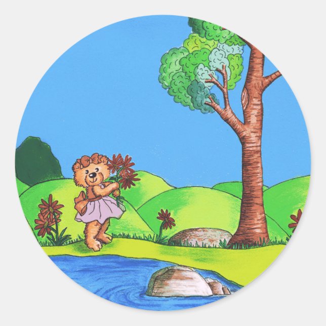 Sticker Rond Ours de fille (Devant)