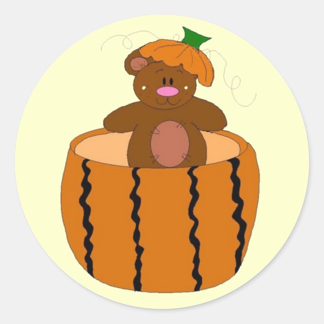 Sticker Rond Ours de la parcelle de citrouilles (Devant)
